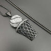 Trendy Bohemian Crystal Inlaid Necklace Basketball Basketball Box Frame Pendant For Men Gold-plated Metal Sliding Necklace