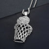 Trendy Bohemian Crystal Inlaid Necklace Basketball Basketball Box Frame Pendant For Men Gold-plated Metal Sliding Necklace