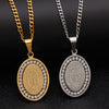 Trendy Bohemian Crystal Inlaid Necklace Virgin Mary Pendant for Women Metal Oval Sliding Necklace Clavicle Chain Accessories
