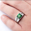 Trendy Bohemian Crystal Inlaid Ring Men's Ring Metal Red Green Crystal Inlaid Ring Accessories Party Jewelry