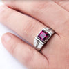 Trendy Bohemian Crystal Inlaid Ring Men's Ring Metal Red Green Crystal Inlaid Ring Accessories Party Jewelry