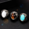 Trendy Bohemian Crystal Inlaid Ring Men's Ring Metal Macrame Ring Accessories Rings for Men Jewe