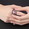 Trendy Bohemian Crystal Inlaid Ring Men's Ring Metal Silver-Plated Ring Accessories Party Jewelry