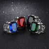 Trendy Bohemian Crystal Inlaid Ring Men's Ring Metal Silver-Plated Ring Accessories Party Jewelry