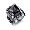 Trendy Bohemian Crystal Inlaid Ring Men's Ring Metal Silver-Plated Ring Accessories Party Jewelry