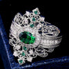 Trendy Bohemian Crystal Inlaid Ring Women Ring Green Stone Embedded Ring Accessories Aristocratic Palace Jewelry
