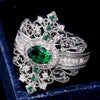Trendy Bohemian Crystal Inlaid Ring Women Ring Green Stone Embedded Ring Accessories Aristocratic Palace Jewelry
