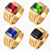 Trendy Bohemian Geometric Crystal Inlaid Ring Men's Ring Austrian Rhinestone Inlaid Metal Ring Accessories Party Jewelry