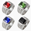 Trendy Bohemian Geometric Crystal Inlaid Ring Men's Ring Austrian Rhinestone Inlaid Metal Ring Accessories Party Jewelry