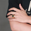 Trendy Bohemian Geometric Crystal Inlaid Ring Men's Ring Austrian Rhinestone Inlaid Metal Ring Accessories Party Jewelry