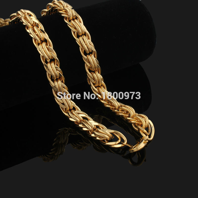 New Trendy Chain Men Gold Color Thick&Heavy Round Link Chain Necklace For Men Jewelry Wholesale