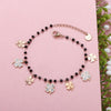 Trendy Clover Black Beaded Bracelet For Woman Rose Gold Silver Color Crystal Charm Bracelet Jewelry Party Gift