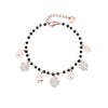 Trendy Clover Black Beaded Bracelet For Woman Rose Gold Silver Color Crystal Charm Bracelet Jewelry Party Gift