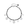 Trendy Clover Black Beaded Bracelet For Woman Rose Gold Silver Color Crystal Charm Bracelet Jewelry Party Gift