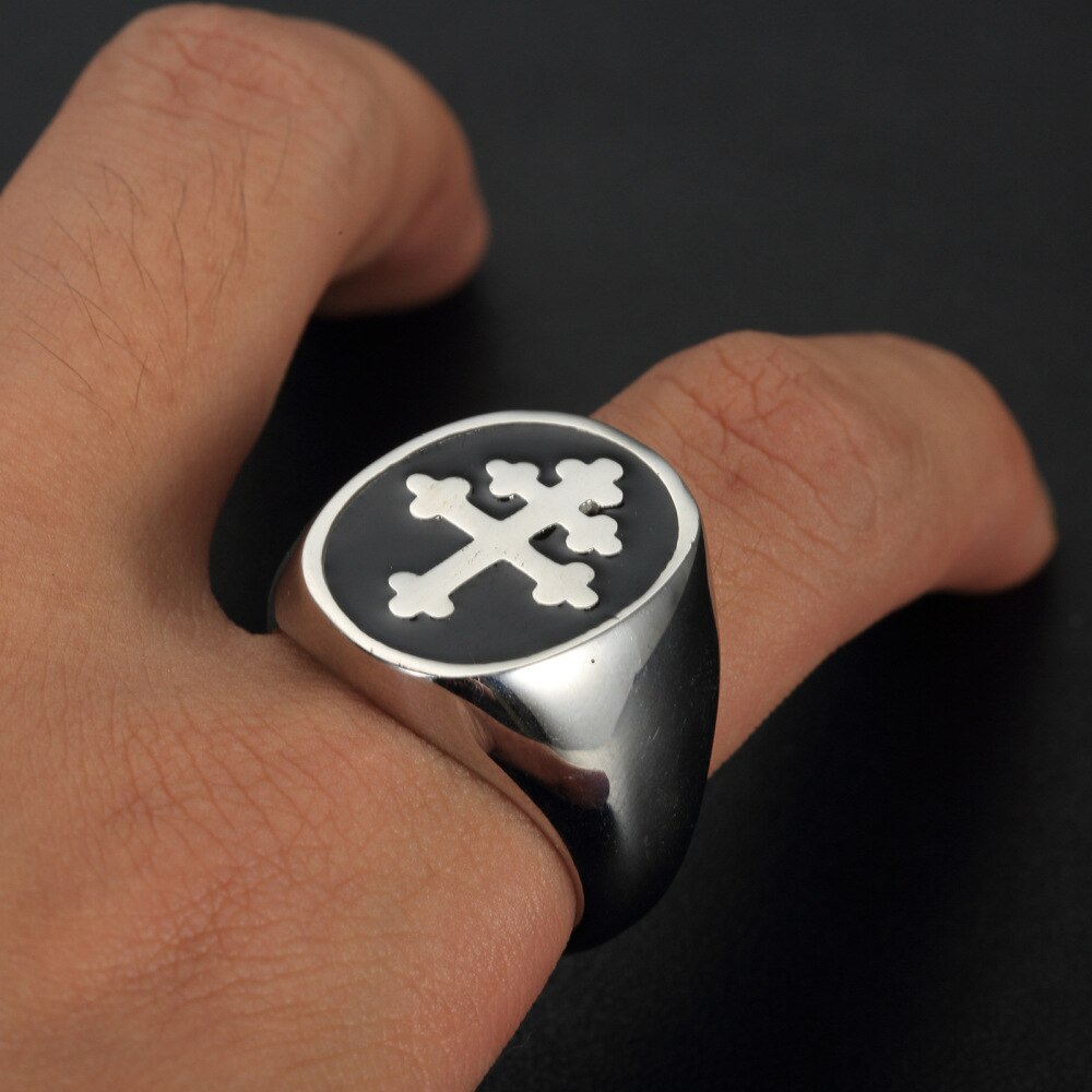 Trendy Cross Pattern Ring Men's Ring Metal Jewelry Accessories Party Jewellery