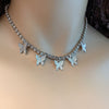 Trendy Cute Small Animal Crystal Butterfly Pendant Necklace Women Silver Color Butterfly Choker Necklace Collar Chain