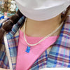 Trendy Double Layer Imitation Pearl Transparent Bear Pendant Necklace For Women Girls Temperament Neck Jewelry