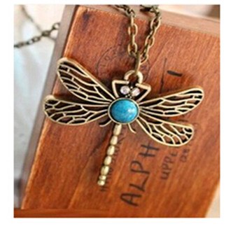 New Trendy Drangonfly Necklace Fashion Rhinestone Crystal Jewelry Statement Women Necklace Chain Long Necklaces & Pendants