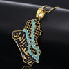 Trendy Style Gold-Plated Men Arabian Iraq Map Necklace Retro Hip Hop Party Necklace Jewelry