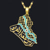 Trendy Style Gold-Plated Men Arabian Iraq Map Necklace Retro Hip Hop Party Necklace Jewelry