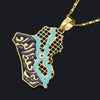 Trendy Style Gold-Plated Men Arabian Iraq Map Necklace Retro Hip Hop Party Necklace Jewelry