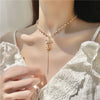 Trendy French Small Square Shiny Zircon Pendant Necklace Elegant Women Gold Color Clavicle Chain Choker Jewelry Gift