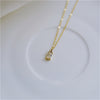 Trendy French Small Square Shiny Zircon Pendant Necklace Elegant Women Gold Color Clavicle Chain Choker Jewelry Gift