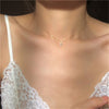 Trendy French Small Square Shiny Zircon Pendant Necklace Elegant Women Gold Color Clavicle Chain Choker Jewelry Gift