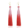 New Trendy Gradient Color Long Tassel Earrings For Women handmade Hot Classic Thread Dangle Earring Wholesale Statement Jewelry