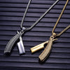 Trendy Haircut Razor Shape Pendant Necklace Men's Necklace Metal Sliding Pendant Accessories Party Jewelry Gift