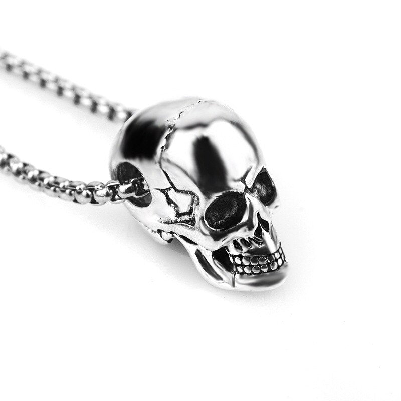 Trendy Horror Skull Head Pendant Necklace Men's Metal Accessories Hip Hop Jewelry Party Gift