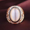 Trendy Inlaid Cat's Eye Stone Ring Women's Ring Bohemian Crystal Inlaid Ring Accessories Party Jewelry