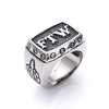 Trendy Letter Middle Finger Pattern Ring Men's Ring Metal Gold-Plated Letter Ftw Ring Accessories Party Jewelry