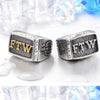 Trendy Letter Middle Finger Pattern Ring Men's Ring Metal Gold-Plated Letter Ftw Ring Accessories Party Jewelry