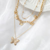 Trendy Metal Butterfly Moon Heart Pendant Necklace for Women Multilayer Necklace Set Gift Girl  Jewelry