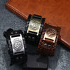 Trendy Odin Triangle Viking Rune Bracelet Men's Metal Leather Woven Accessories Amulet Jewelry Party Gift