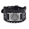 Trendy Odin Triangle Viking Rune Bracelet Men's Metal Leather Woven Accessories Amulet Jewelry Party Gift