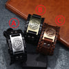 Trendy Odin Triangle Viking Rune Bracelet Men's Metal Leather Woven Accessories Amulet Jewelry Party Gift