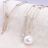 Trendy Pearl Pendant Necklace For Women Coffee Gold/Silverly Cubic Zirconia Chain Necklaces Wedding Party Jewelry