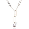 Trendy Pearl Pendant Necklace For Women Coffee Gold/Silverly Cubic Zirconia Chain Necklaces Wedding Party Jewelry