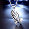 Trendy Praying Hands Pendant Necklace Men's Necklace Metal Religious Amulet Pendant Accessories Party Jewelry