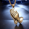 Trendy Praying Hands Pendant Necklace Men's Necklace Metal Religious Amulet Pendant Accessories Party Jewelry