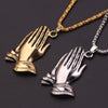 Trendy Praying Hands Pendant Necklace Men's Necklace Metal Religious Amulet Pendant Accessories Party Jewelry