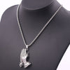 Trendy Praying Hands Pendant Necklace Men's Necklace Metal Religious Amulet Pendant Accessories Party Jewelry