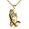 Trendy Praying Hands Pendant Necklace Men's Necklace Metal Religious Amulet Pendant Accessories Party Jewelry