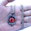 Trendy Red Eye Stone Inlaid Pendant Necklace Men's Necklace Retro Metal Accessories Party Jewelry