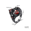 Trendy Rose Skull Pattern Bohemian Heart-Shaped Crystal Inlaid Ring Women's Ring Skull Ring Accessories Party Jewelr