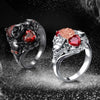 Trendy Rose Skull Pattern Bohemian Heart-Shaped Crystal Inlaid Ring Women's Ring Skull Ring Accessories Party Jewelr