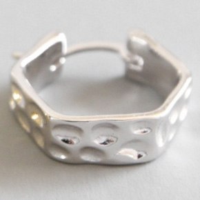 New Trendy S925 Sterling Silver Concave Convex Hoop Earrings for Women Girl Fashion Jewelry