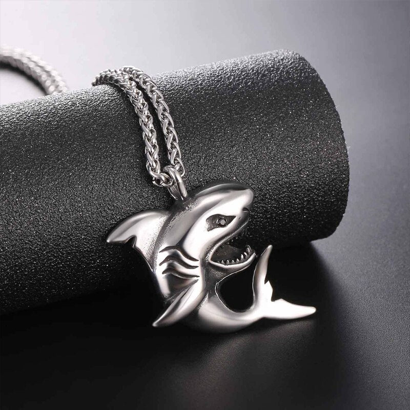 Trendy Shark Pendant Necklace Men's Necklace Metal Animal Pendant Accessories Party Jewelry Three Colors
